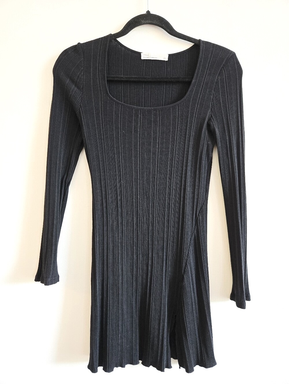 OAK REFINED OAK + FORT I M Ribbed Flared Mini Dress I black